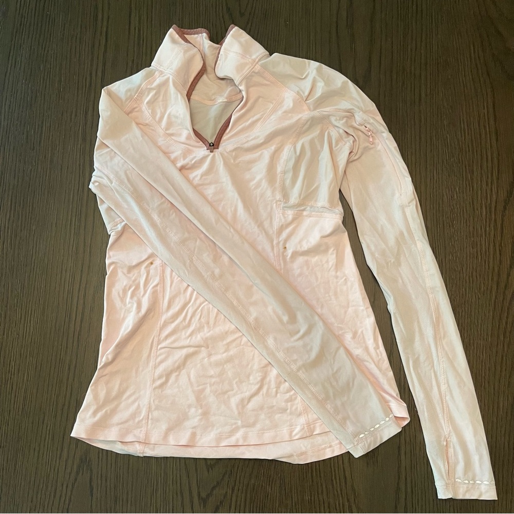 Lululemon light pink, light weight quarter zip workout jacket